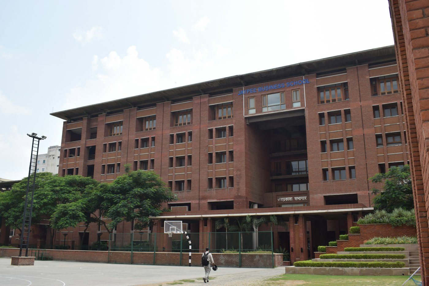 A school building seen from the grounds